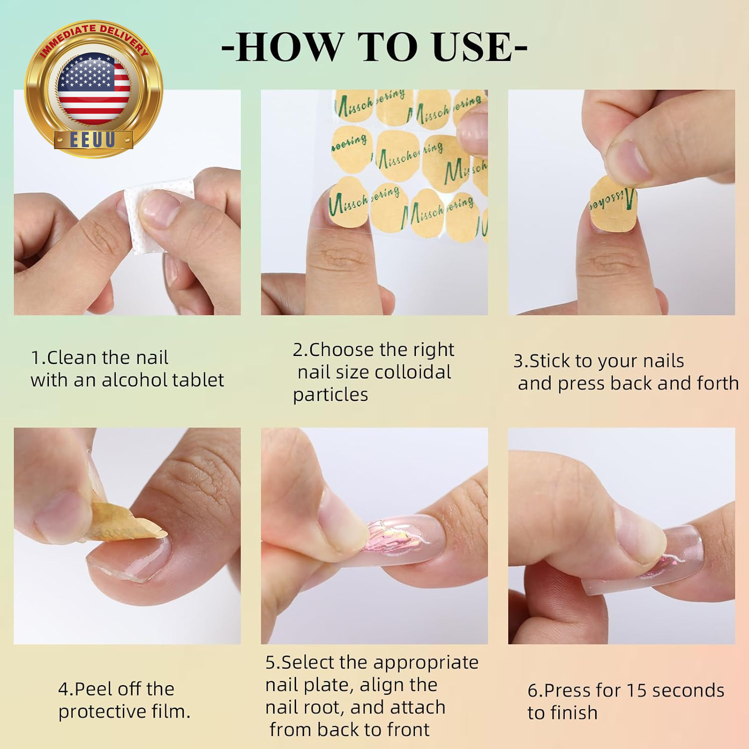 288Pcs Nail Adhesive Tabs for Fake Nails Nail Glue for Press Ons with 0.3Mm Ultr