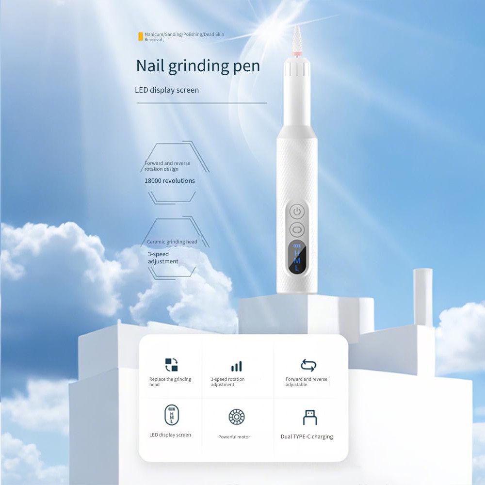 Portable Rechargeable Nail Drill Machine 1.8W Pen Style Electric File White