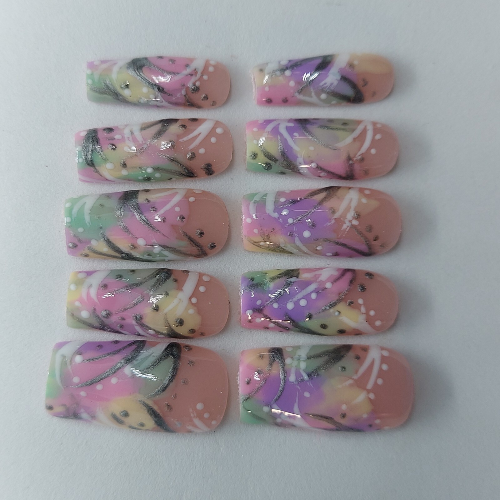 90’s Inspired Pastel Freaknik Mint Summer Nails Spring Wedding Rainbow Nails