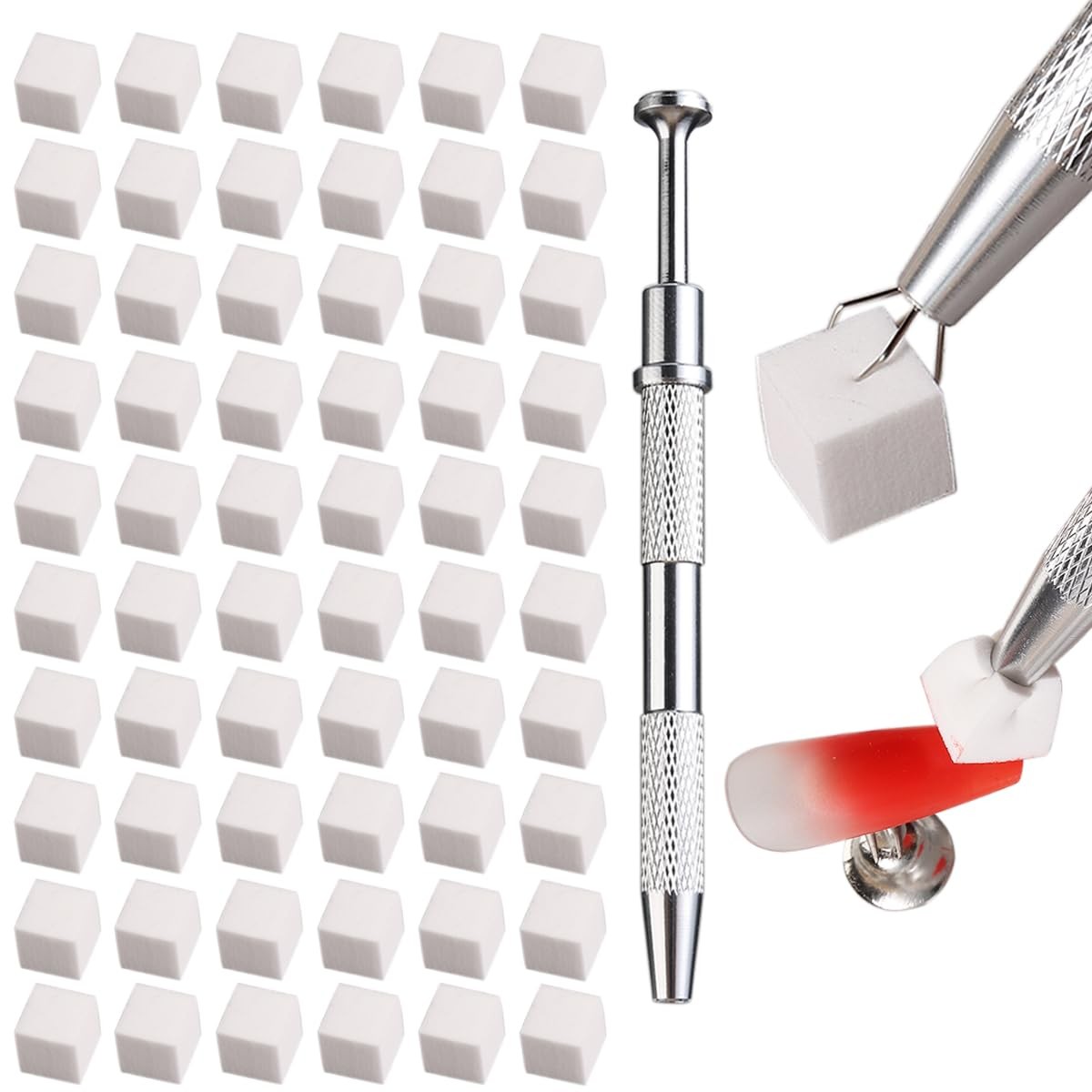 Fcozpjk Soft Sponges with Grabbing Pen for Ombre and Aura Nail Art with Brush