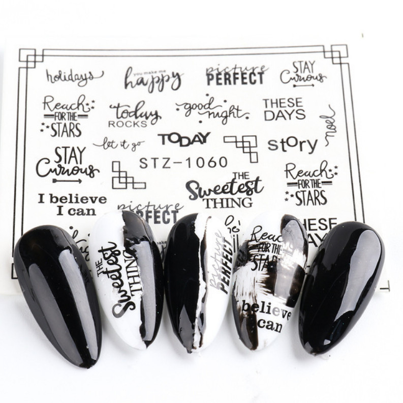 Nail Art Sticker Water Decals Transfer Art Word Alphabet Letters NS8