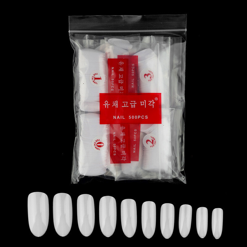 500pcs Acrylic False Nail Tips Full Cover Oval Round Fake Nail Art Manicure DIY