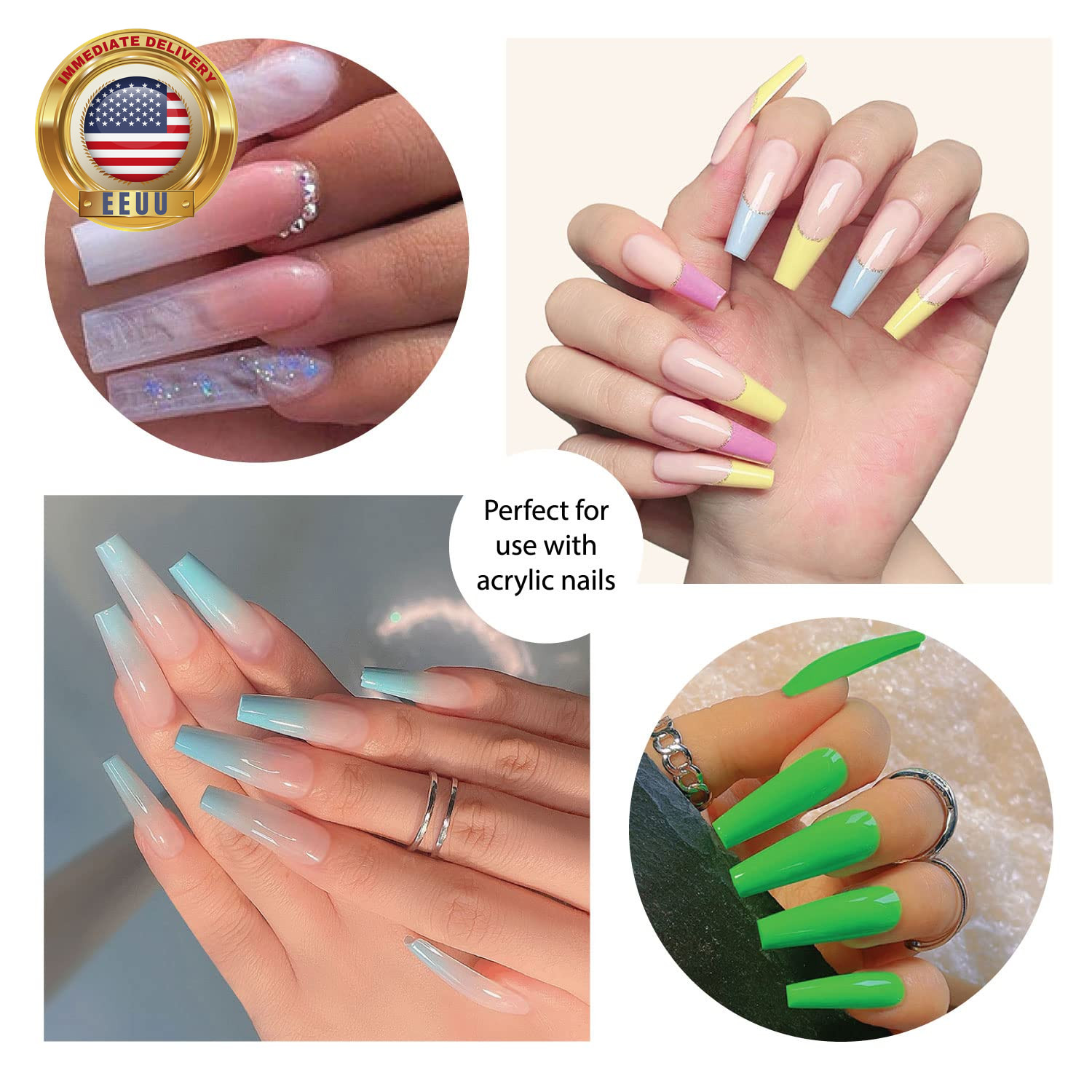 Nail Glue for Acrylic Nails and Nail Decorations, Long Lasting Professional Supe