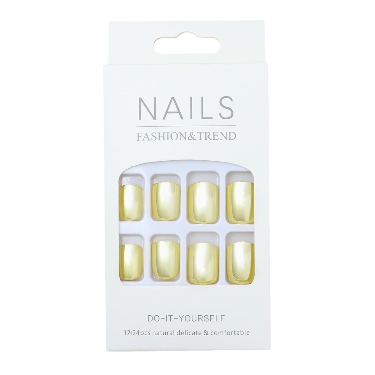 Gold Press on Nails Short Square Fake 1 Fl Oz (Pack of 24), Style-A4