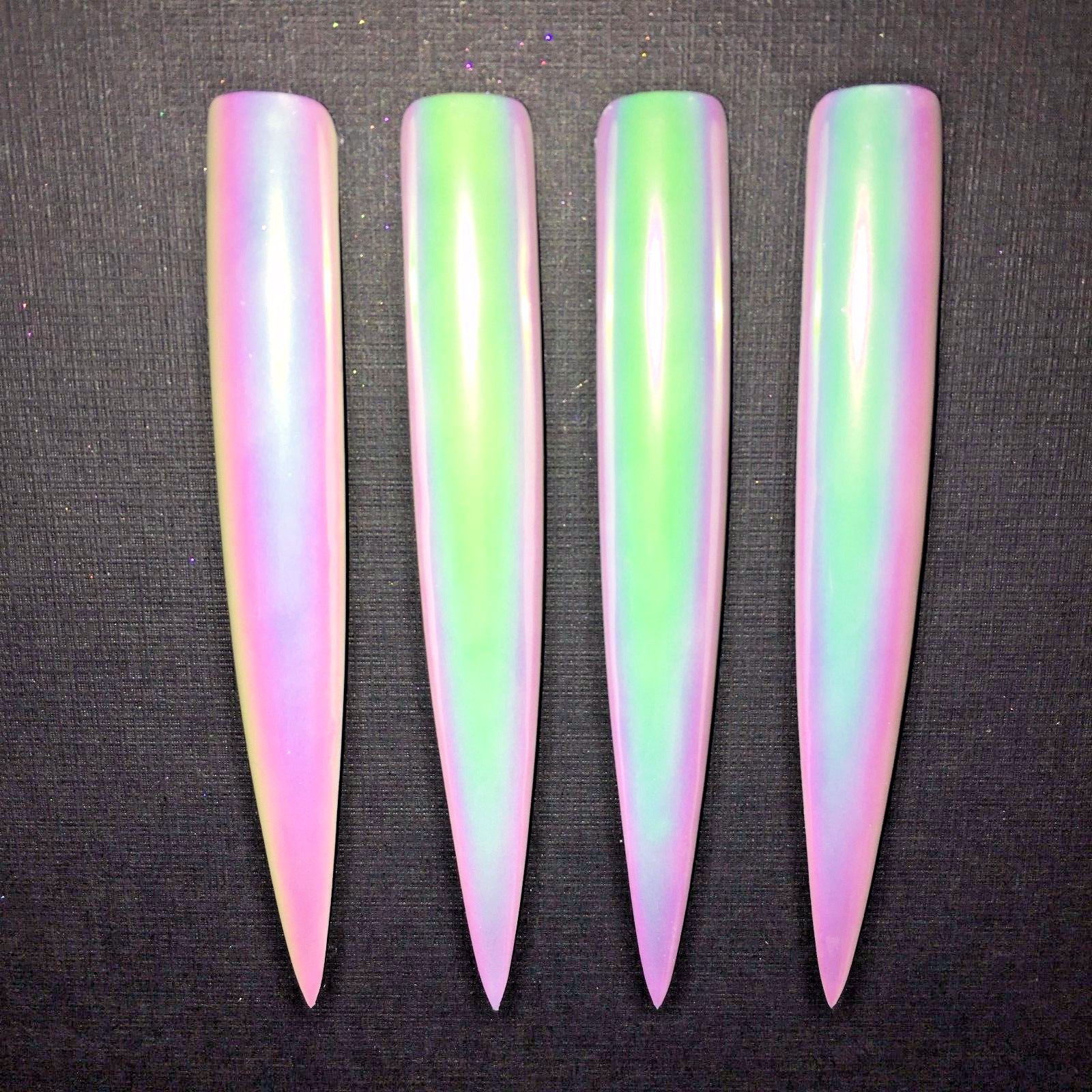 AURORA extra smooth UNICORN Nail Powder 4 colours CHROME Mirror Effect Nails UK