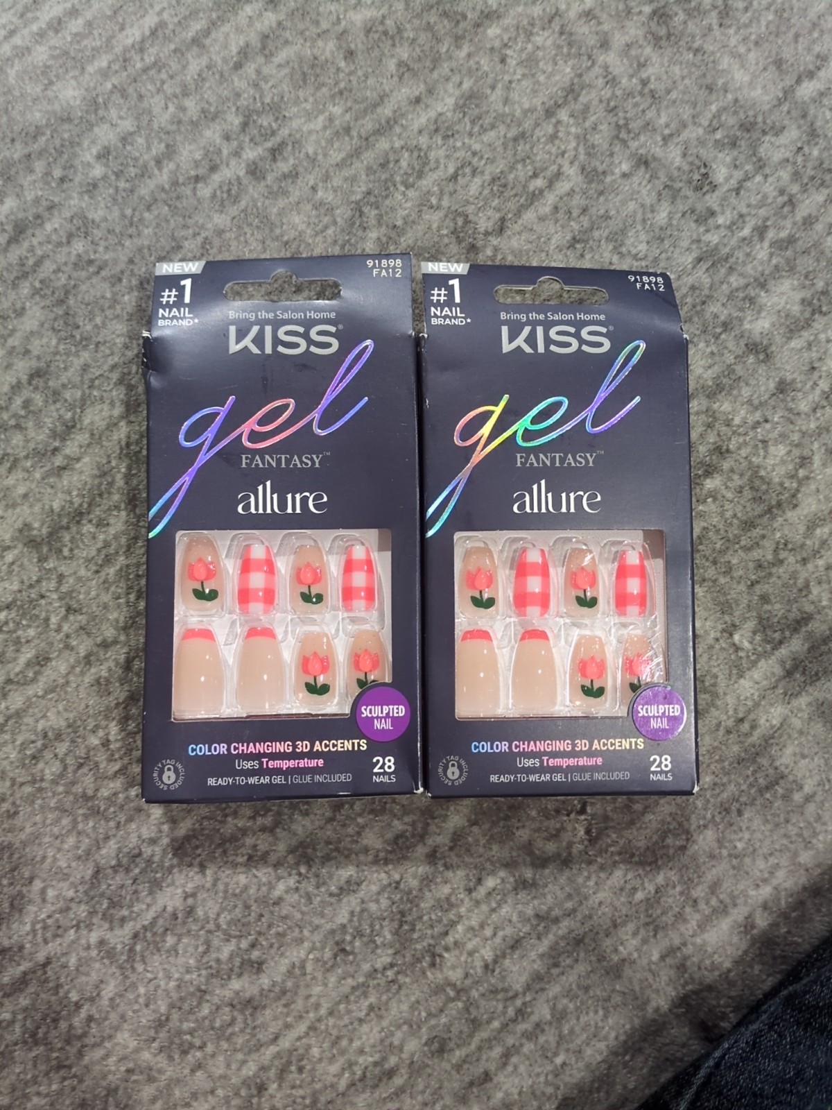 Lot Of 2 KISS Gel Fantasy Press On Nails How Dazzling’ Color Changing