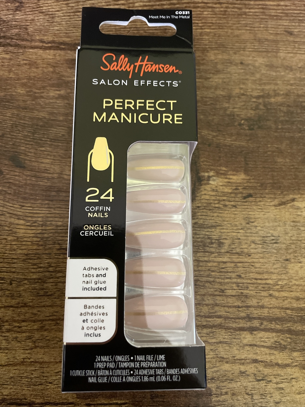 1- Sally Hansen Perfect Manicure Salon Effect, Meet Me in the Metal-24 Coffin
