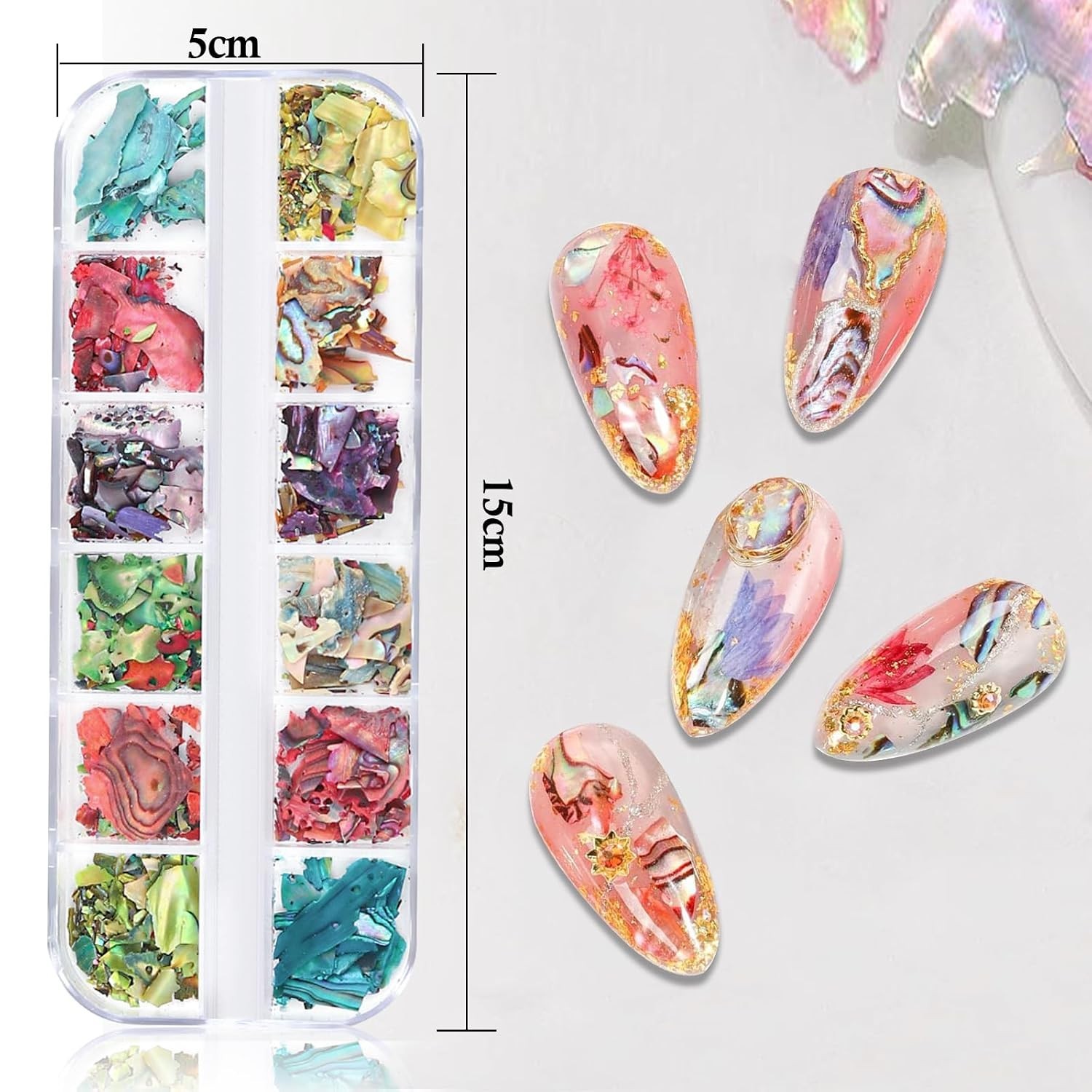 12 Colors 3D Irregular Nail Art Abalone Seashell Slices