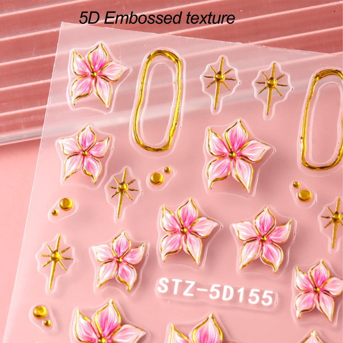 Flower Nail Art Stickers Decals,3 Sheets 5D Embossed Self Adhesive Stickers | Pi