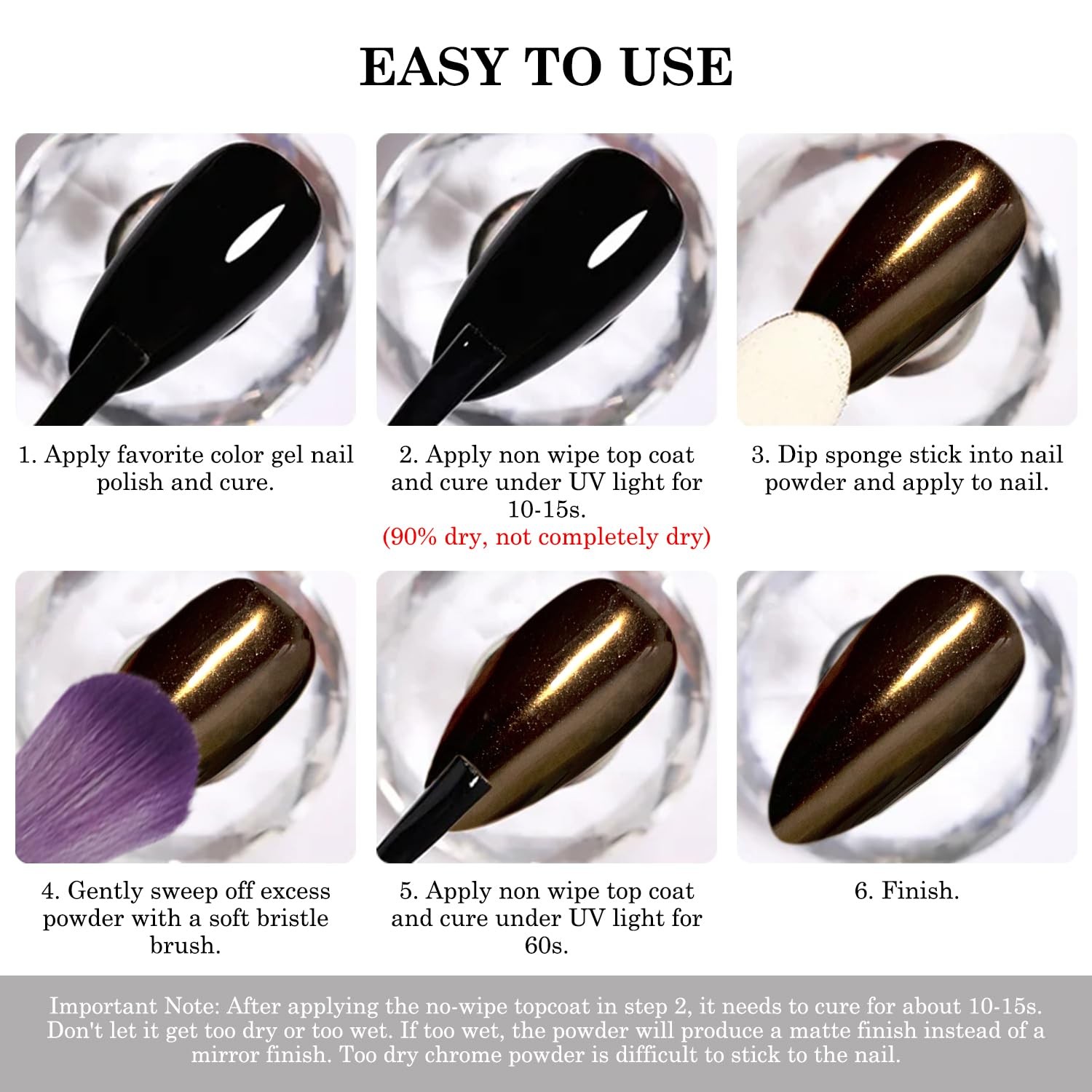 Chocolate Brown Chrome Nail Powder Holographic Metallic Mirror Effect Coffee …