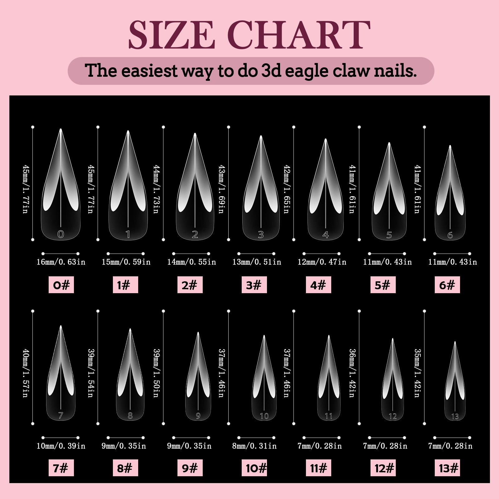 140Pcs/Box Curved Stiletto Claw Shape Nail Forms for Finger Full Cover Nails