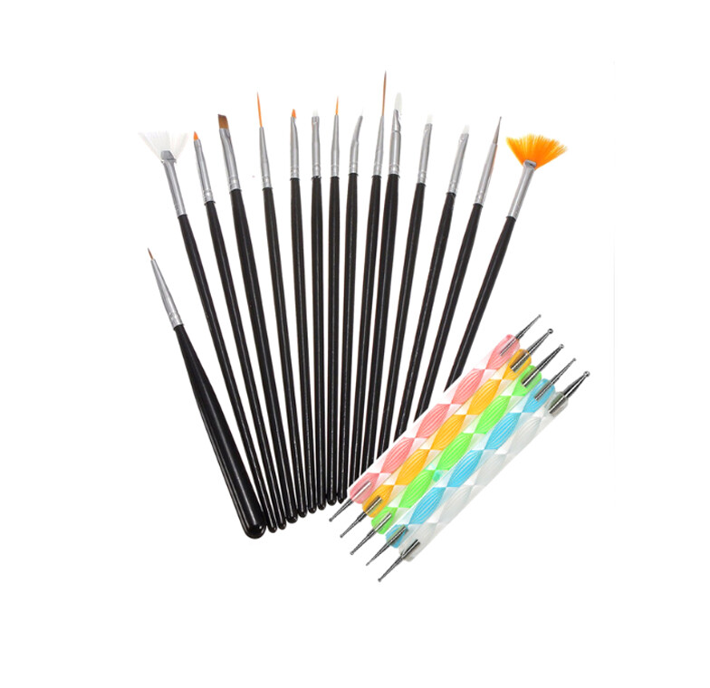 20 PCs Nail Art Gel Design Pen Painting Polish Brush Dotting Drawing Tools Set