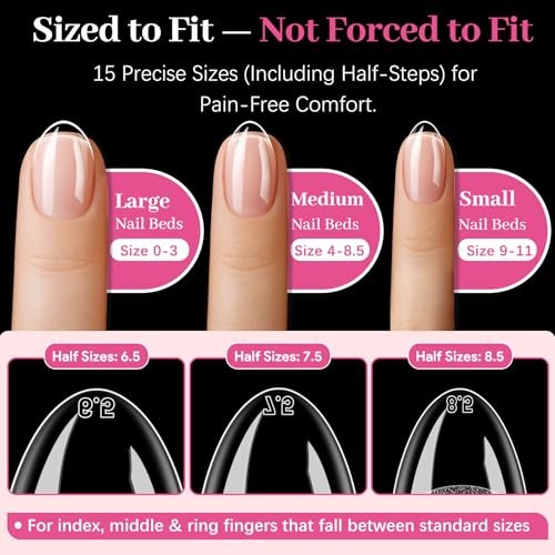 450PCS Short Almond & Round & Square – 3 Styles Nail Short Almond+Square+Round