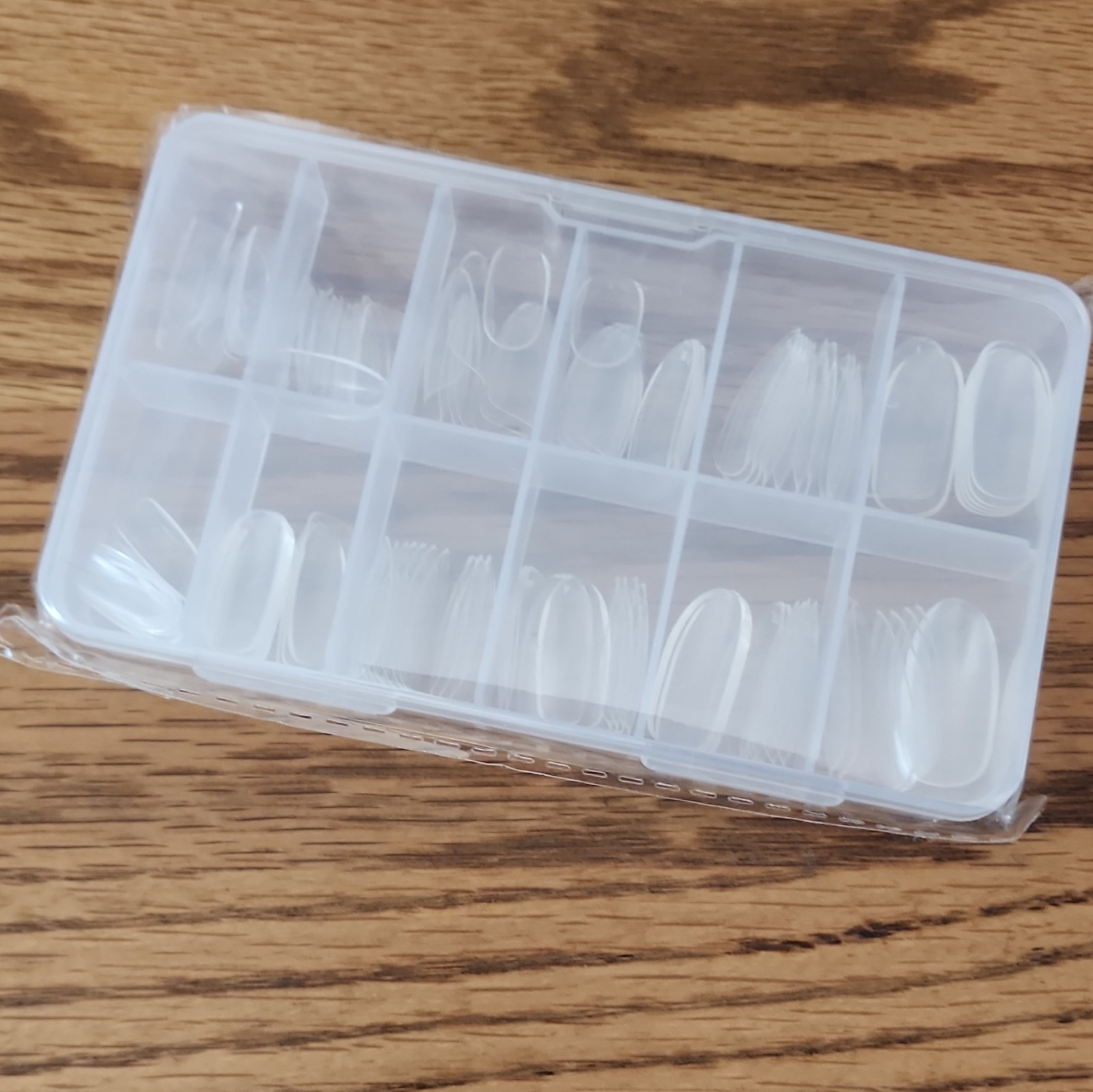 Clear Full Cover Oval Long Nail Tips, Natural Effect, Plastic, With Box