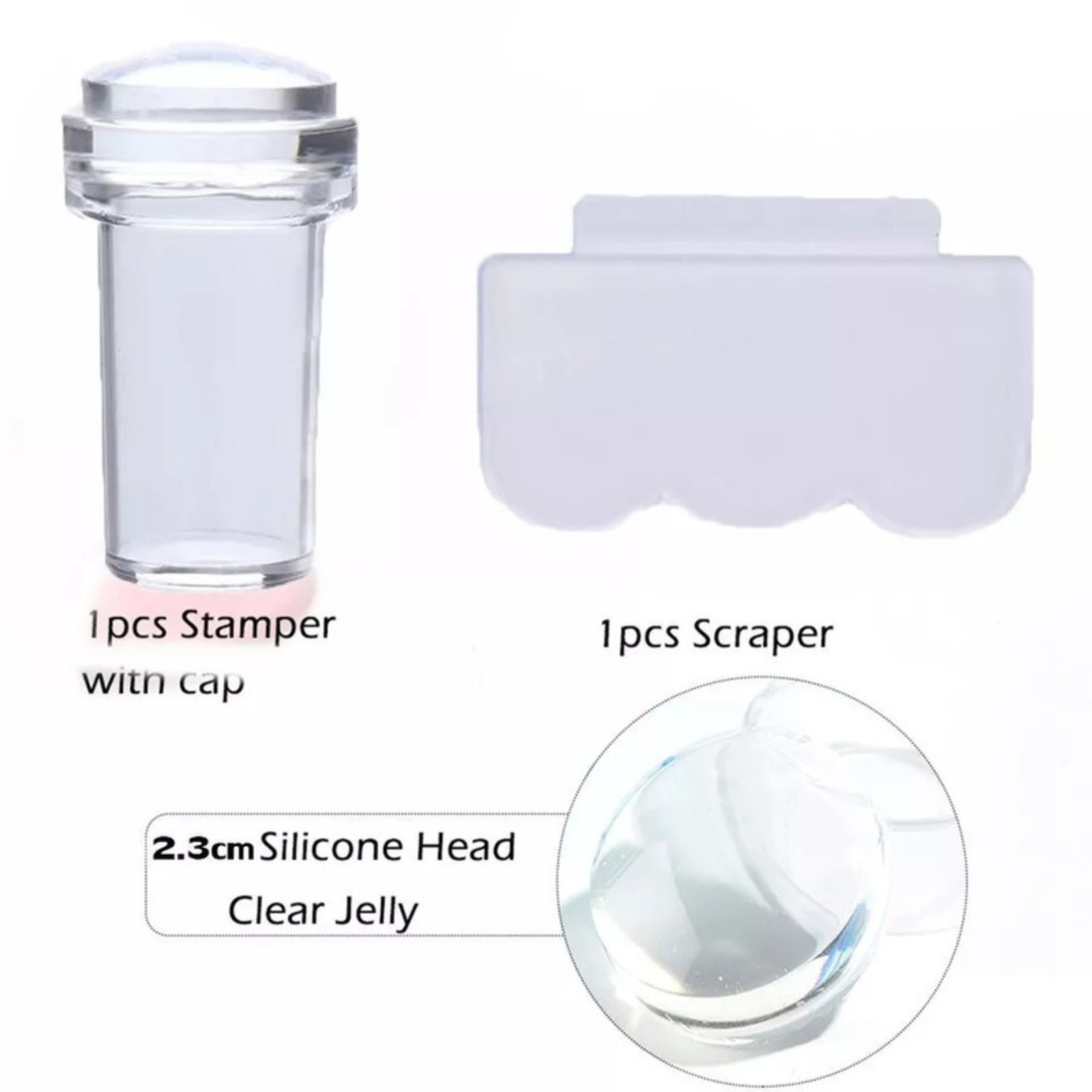 French Nail Art Stamper Silicone Jelly Tool with Scraper for DIY Manicure