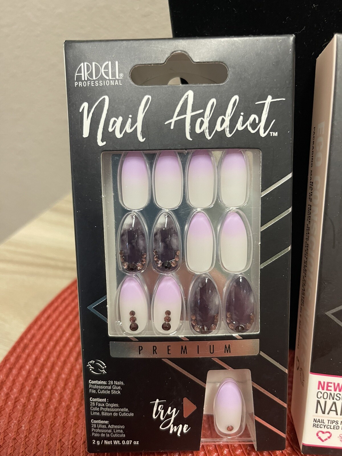 Lot of 3-ARDELL Nail Addict Premium, French-Chrome Pink,French Moon,Purple Ombre