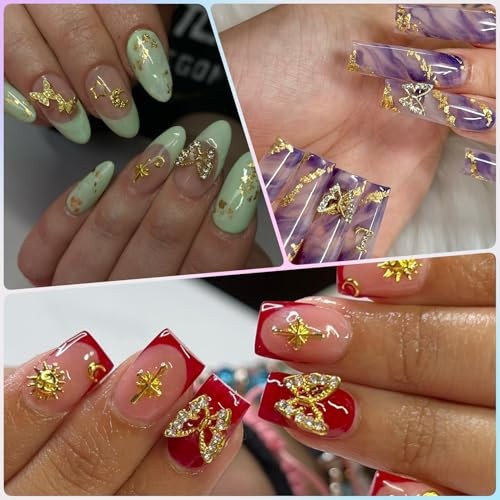 100Pcs Nail Charms and Gems Charms for Nails Design Charms for 100 Pcs Gold