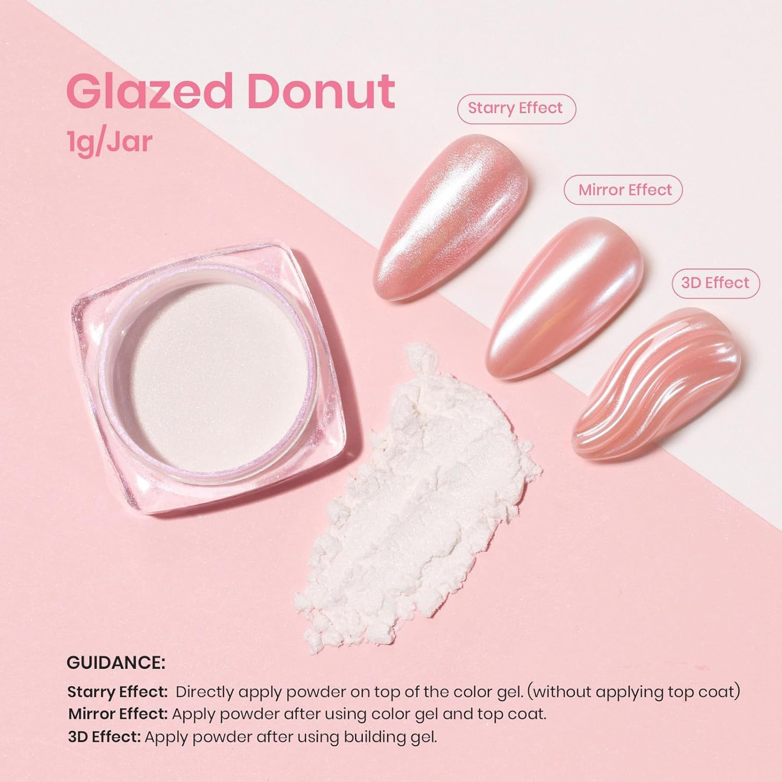 Beetles White Pearl Chrome Nail Powder Aurora Iridescent Mirror Effect