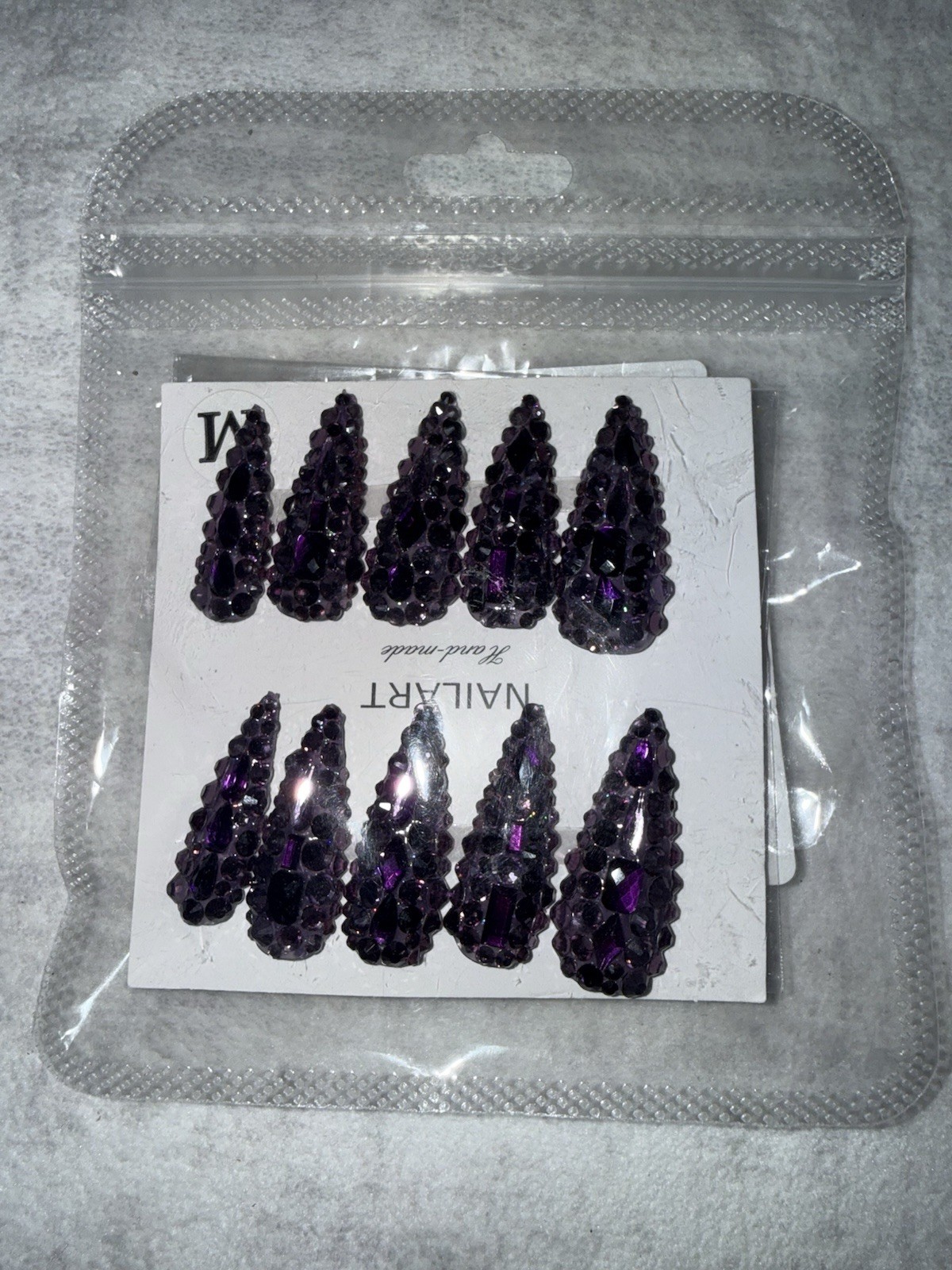 NAILART 3D Blue Pink Red Purple Long Stiletto Pre-Designed Press-On Nails