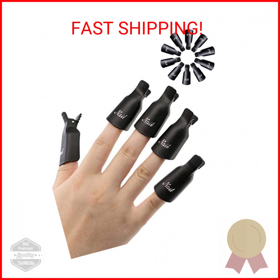 HiMo 10PC Plastic Acrylic Nail Art Soak Off Cap Clip UV Gel Polish Remover Wrap