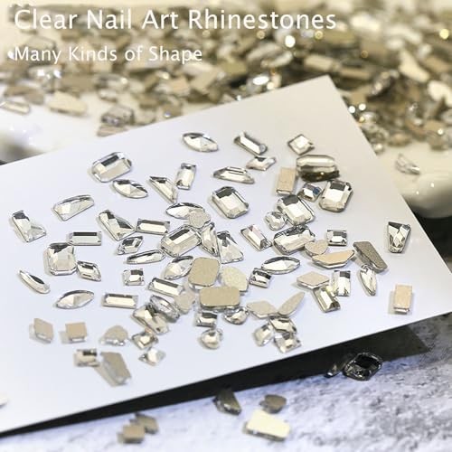 900 Special-Shaped Clear Nail Diamonds & 3200 Flat-Bottom Nail Rhinestones Set w