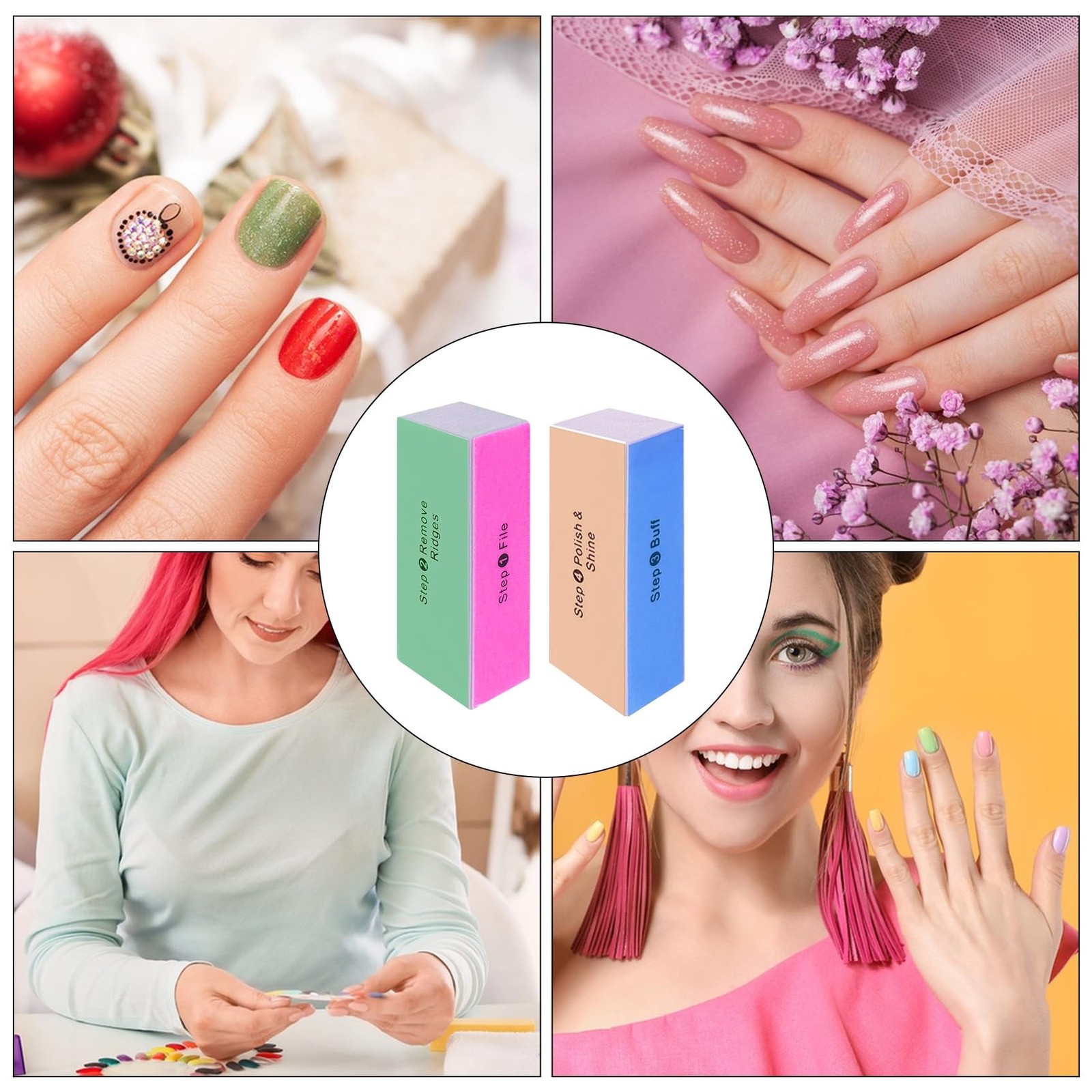 SKYPIA 2 Packs 4 Way Nail Buffer Block Nail Files and Buffers, Smooth & Buff …