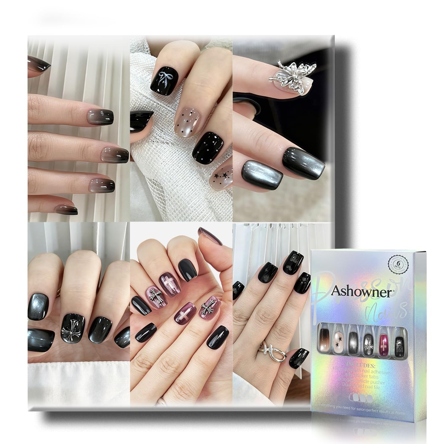 6 Packs (144 Pcs) US BEST SELLER Press on Nails cute nails 6-Style Bundle.