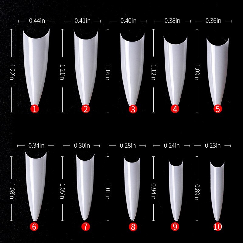 500pcs Long Stiletto Artificial False Nail Tips Curve Pointed Fake Nails Natural