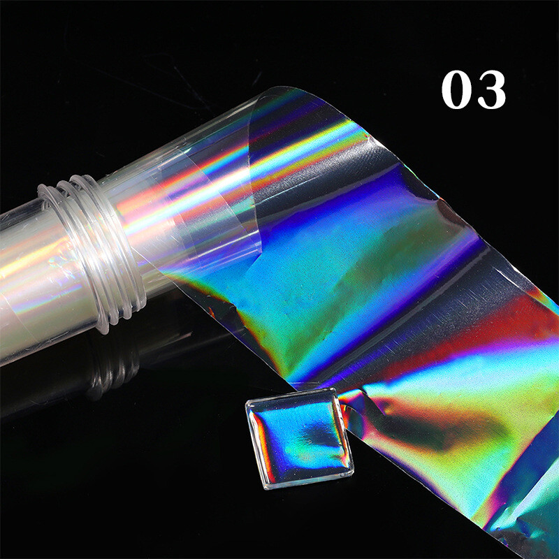 1 Rolls Holographic Nail Foil Punk Geometric Nail Art Transfer Stickers Glitter