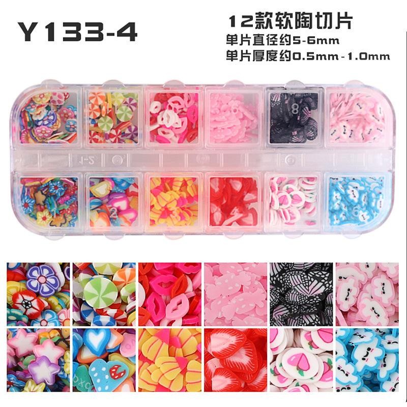 12 Grids Fruit Polymer Clay Slices, Slime Toppings & Nail Art Embellishments DIY