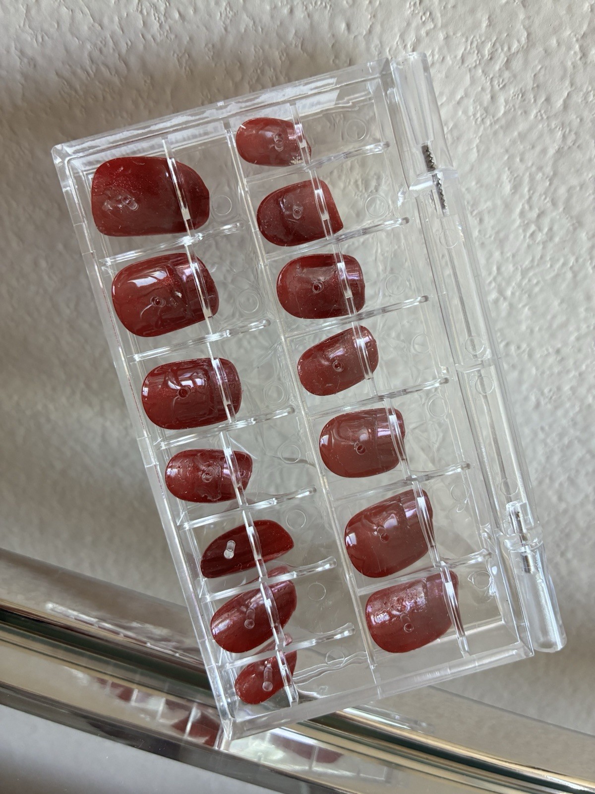 NEW Rich Wine Red Glossy Oval Press On Nails | Full Set | Deep Burgundy