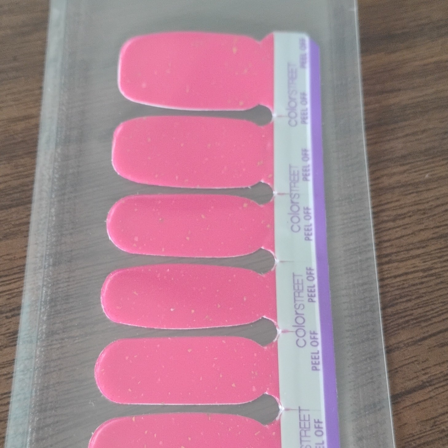 Color Street Pink Glitter Nail Strips Peel Off Barbados Cherry A00655