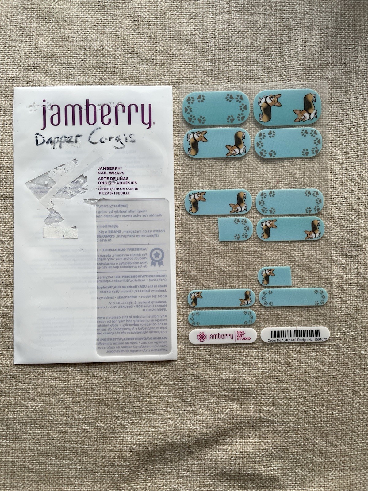 Custom ‘Dapper Corgis’ Jamberry Nail Wraps Unique 1/2 Sheet Dogs
