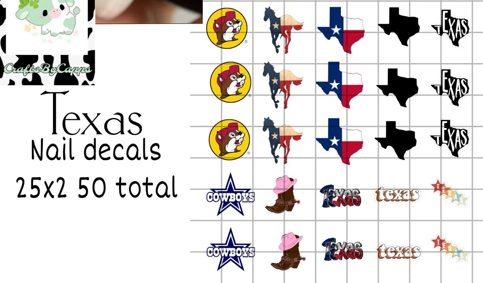 Texas Waterslide Nail Decals Set Of 50 Instructions, Bonus & KC