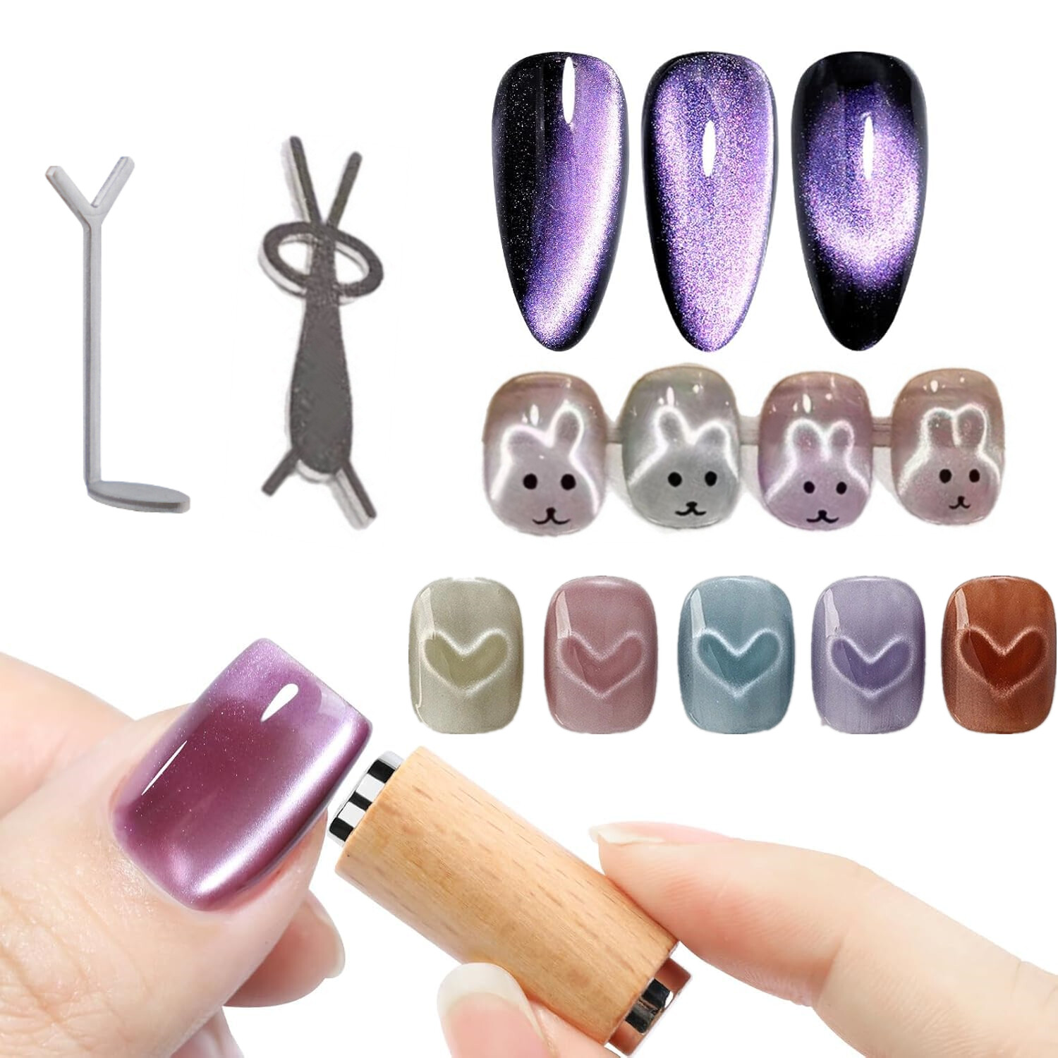 Heart Cat Eye Magnet for Nails, Nail Art Pen Tool DIY Manicure Kit