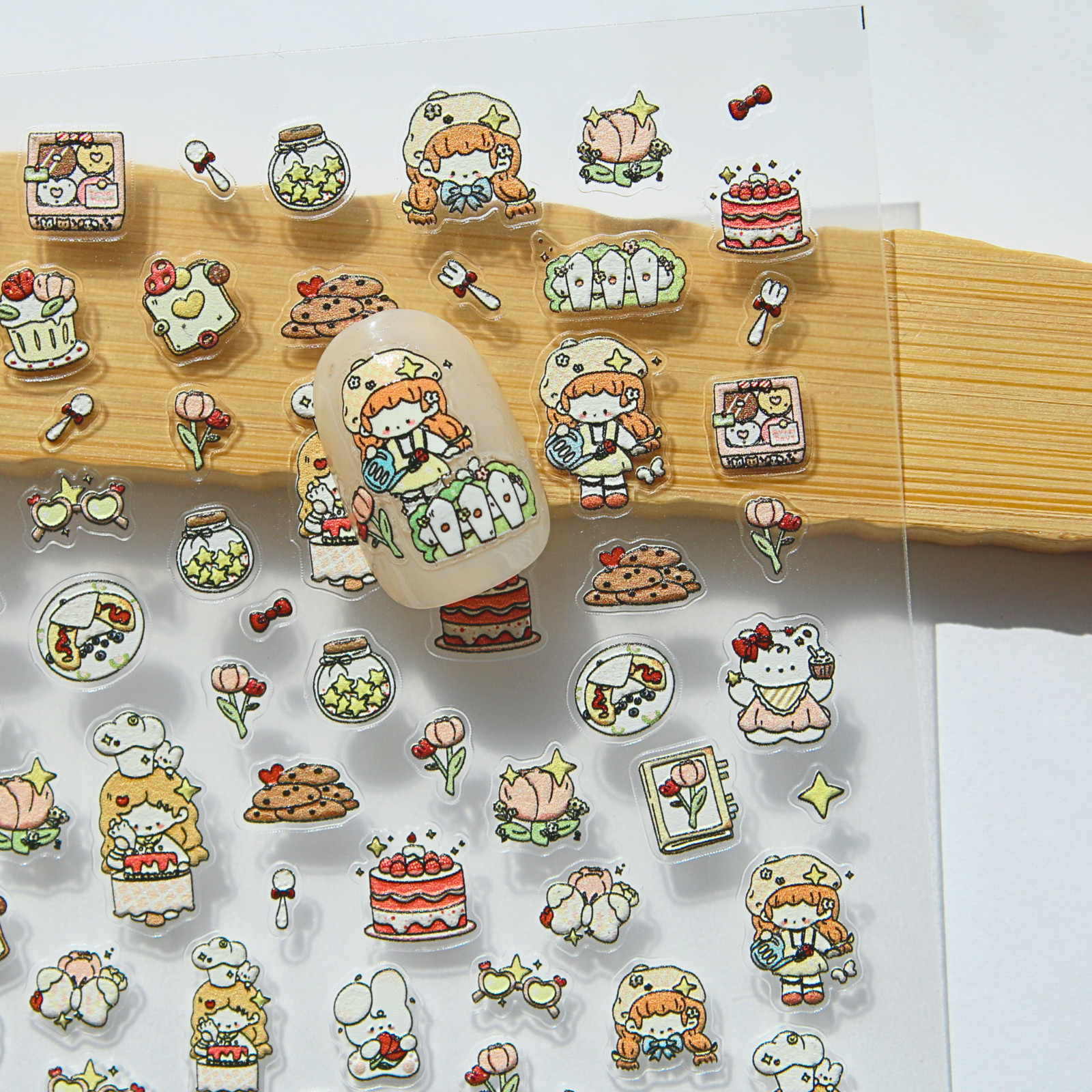 5D Nail Stickers Cute Cartoon Decals 3D Sculpted Self-Adhesive Kawaii Art Set