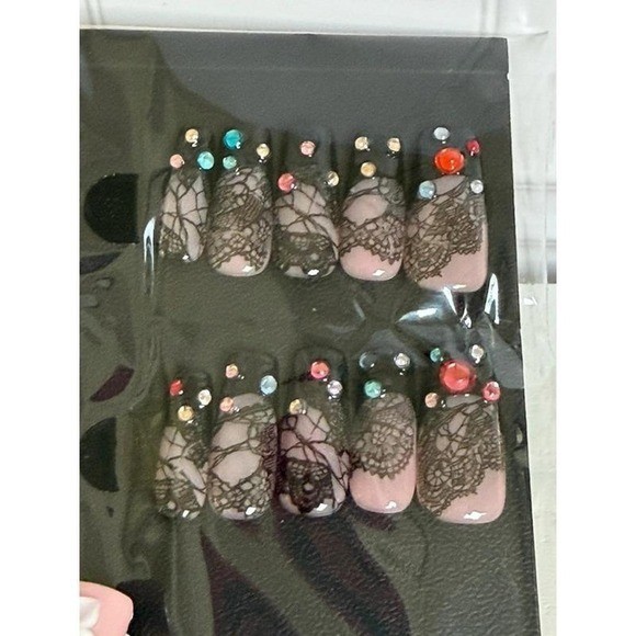 2 SETS OF Fairy grunge handmade acrylic catseye rhinestone nails set small NEW