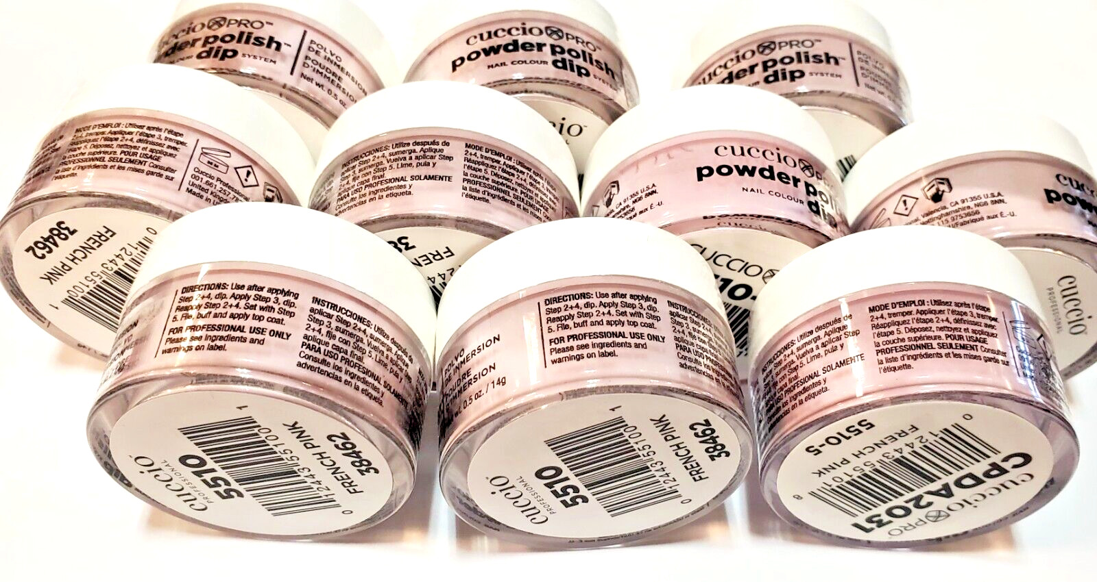 CUCCIO Professional Powder Polish Dip 0.5 fl oz Color – French Pink – 10 JARS!!!