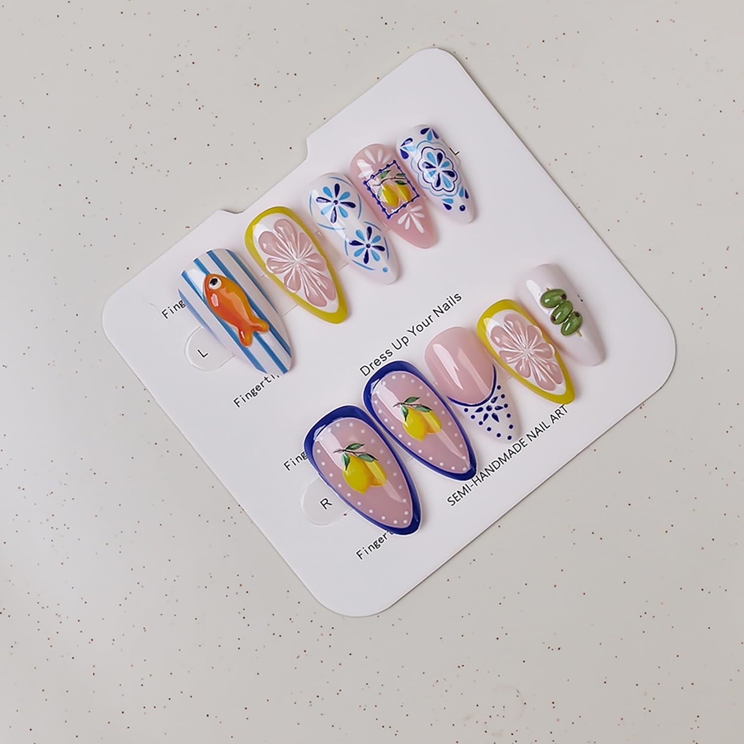 24pcs Summer Press on Nails Medium Almond Fake with Almond, Manicure-13