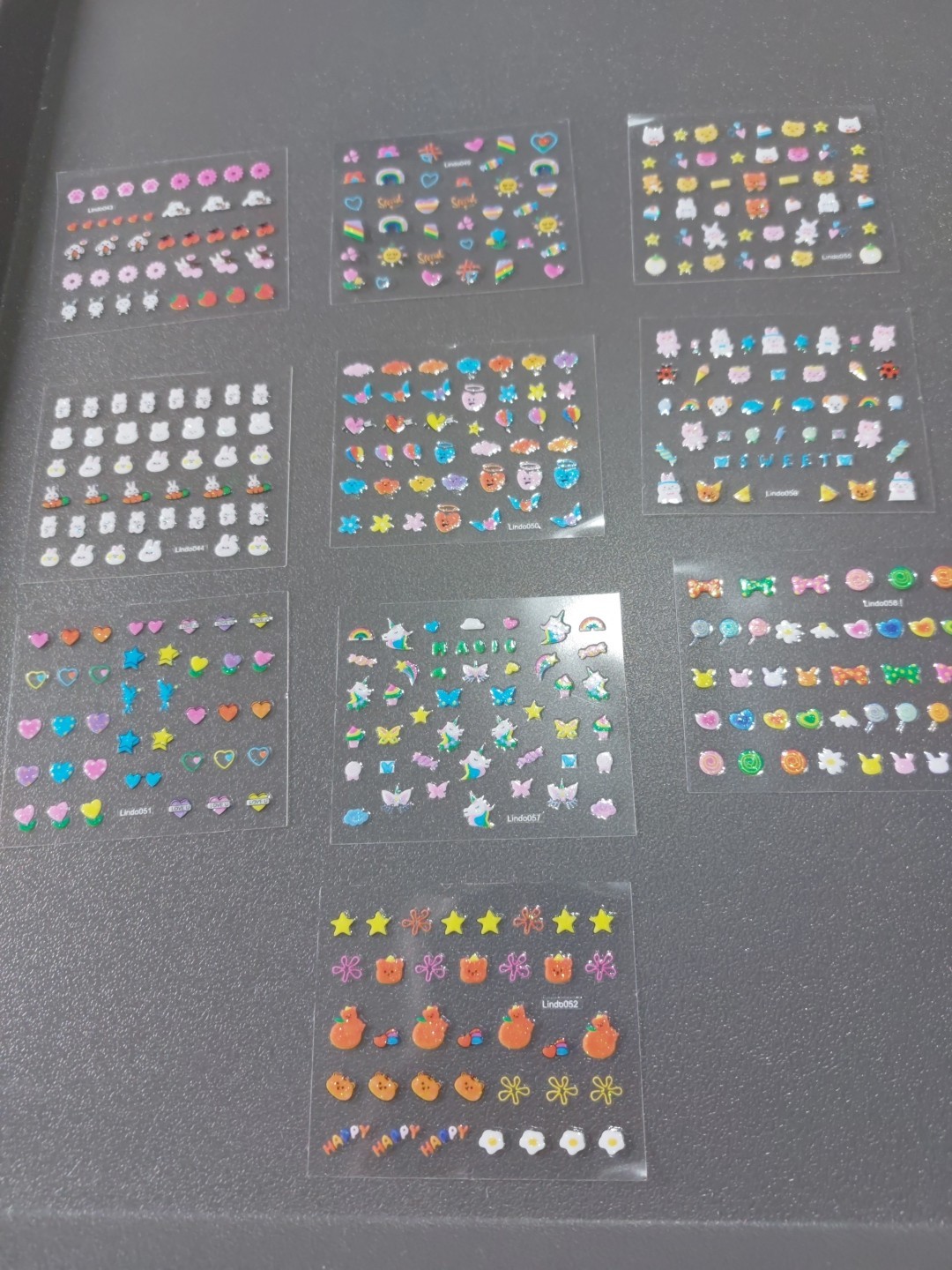 10 X Small Sheets Of Cute Nail Art Stickers (D162) New