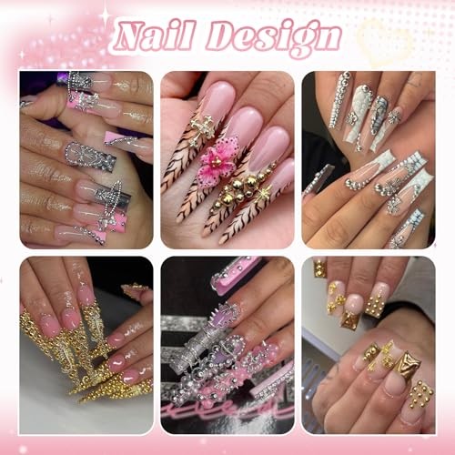 Silver and Gold Nail Charms and Gems, 1.5-5mm 04 Nail Pearls(Gold+Silver) Set 3