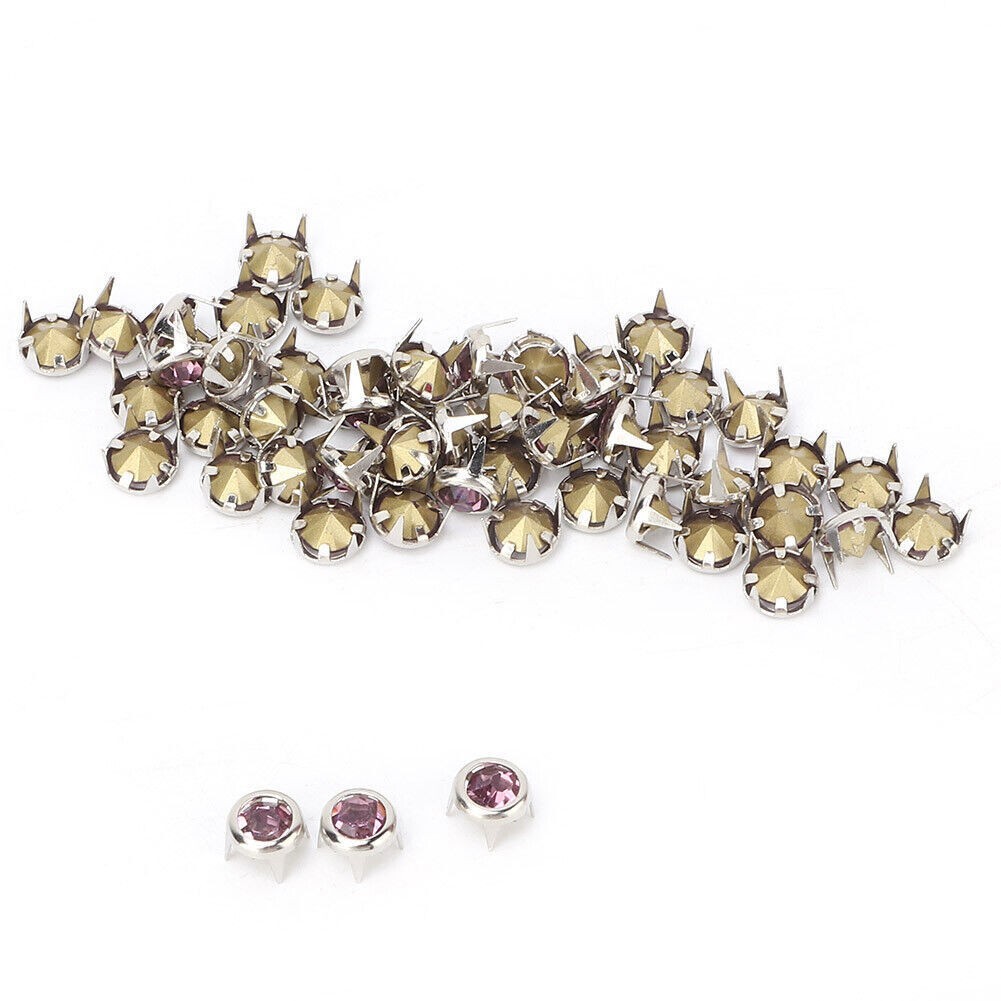 50PCS 7mm DIY Silver Round Claw A Grade Crystal Rhinestones for Crafts