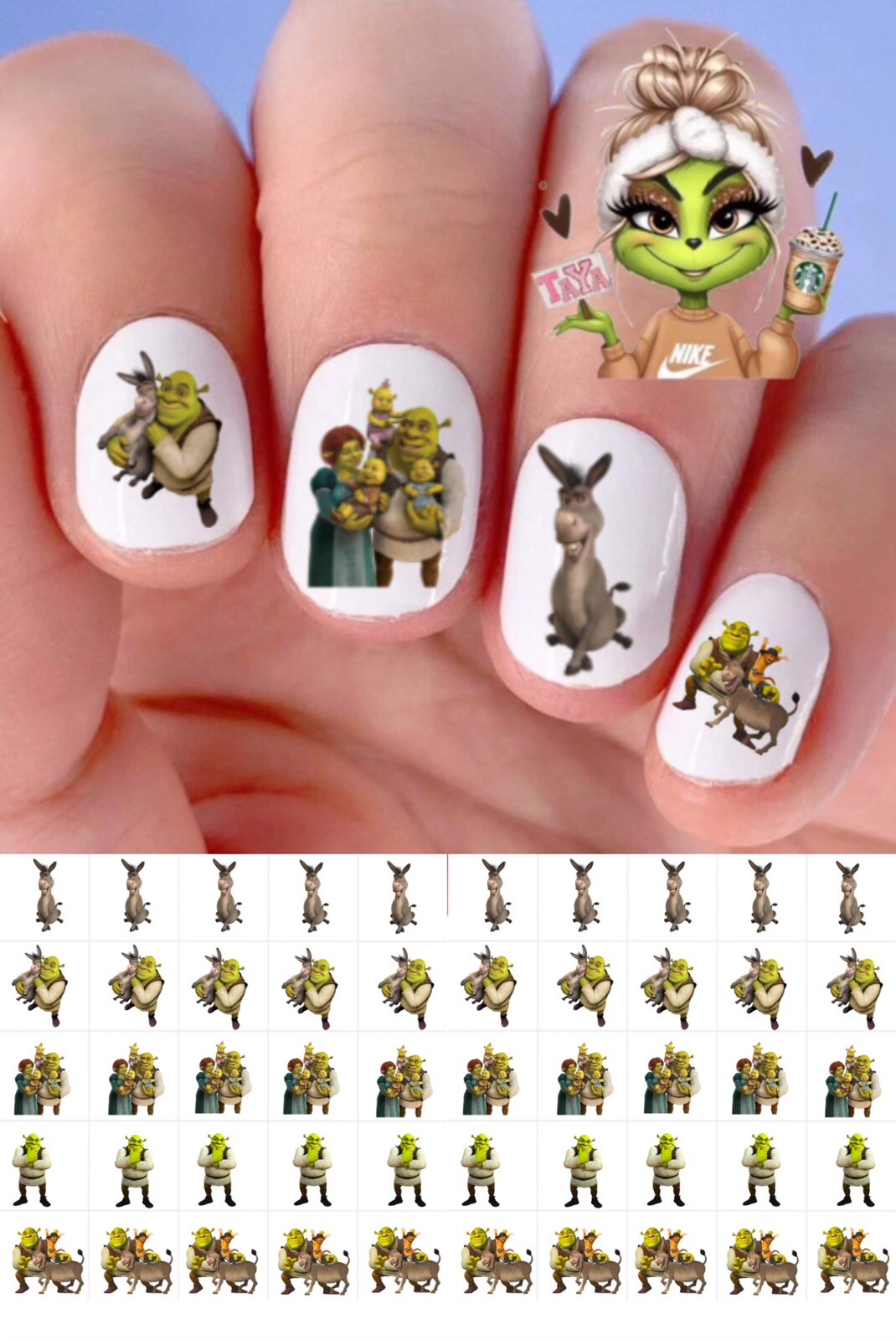Sherk Waterslide Nail Decals Set Of 50 Instructions & Bonus