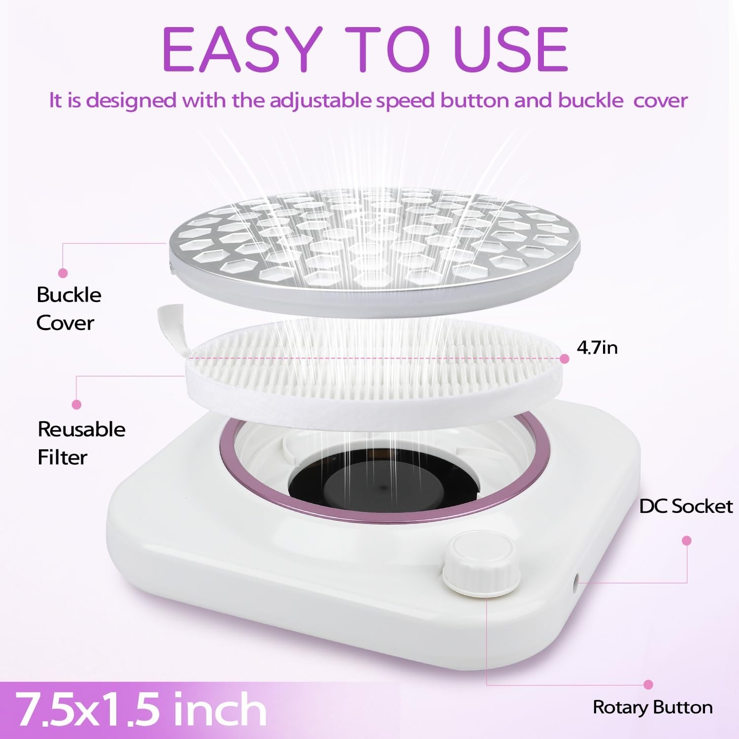 Nail Dust Collector Vacuum With Adjustable Speed Rotary 48w Powerful Dust Col…