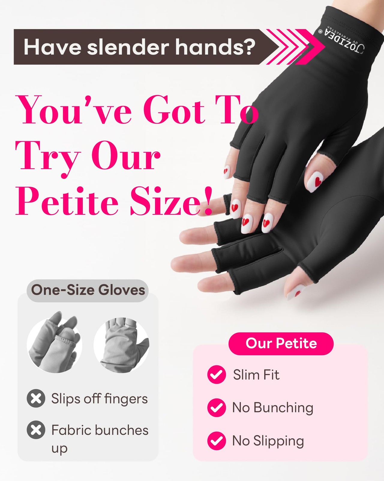 UV Gloves for Gel Manicures – UPF50+ Fingerless UV Light Gloves for Gel Nails