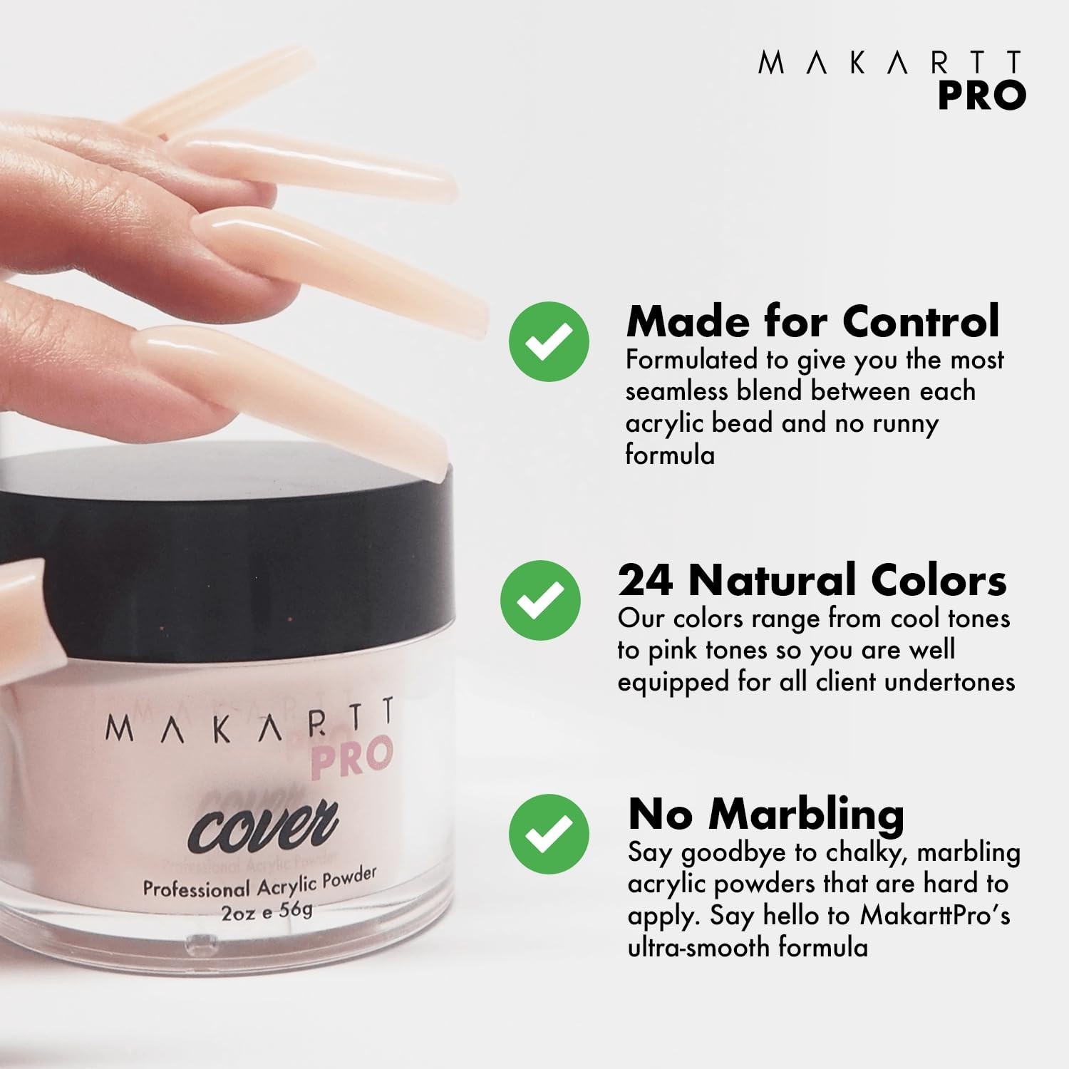Long-Lasting Acrylic Powder Collection, 8 Colors