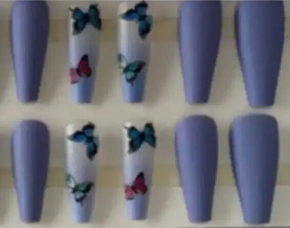 Lala Nail Butterfly + Custom Box | Matte Purple Nail | Ballerina Nail | M or L