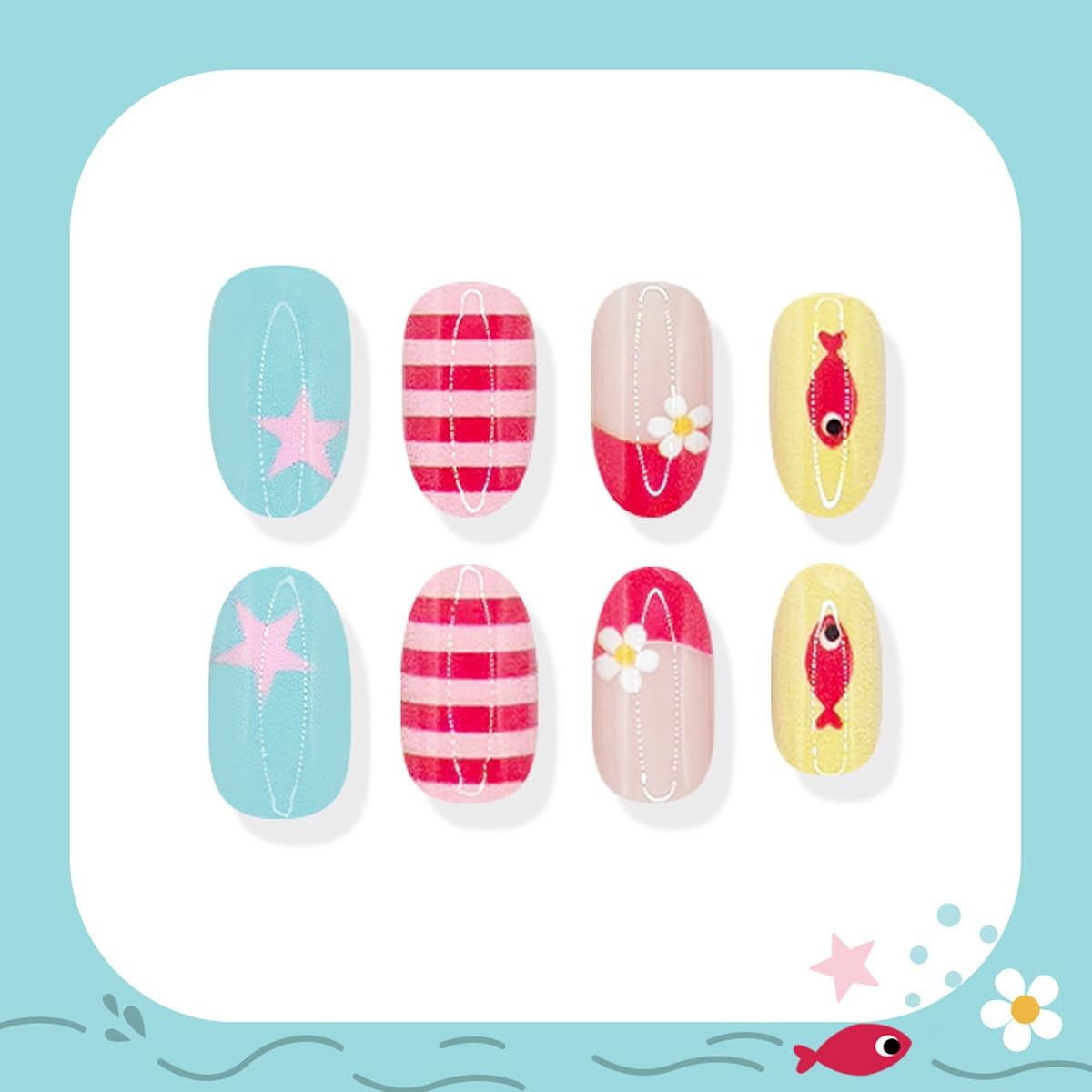 KASOICRA Short Oval French Tip Press On Nails XJXR6 Medium