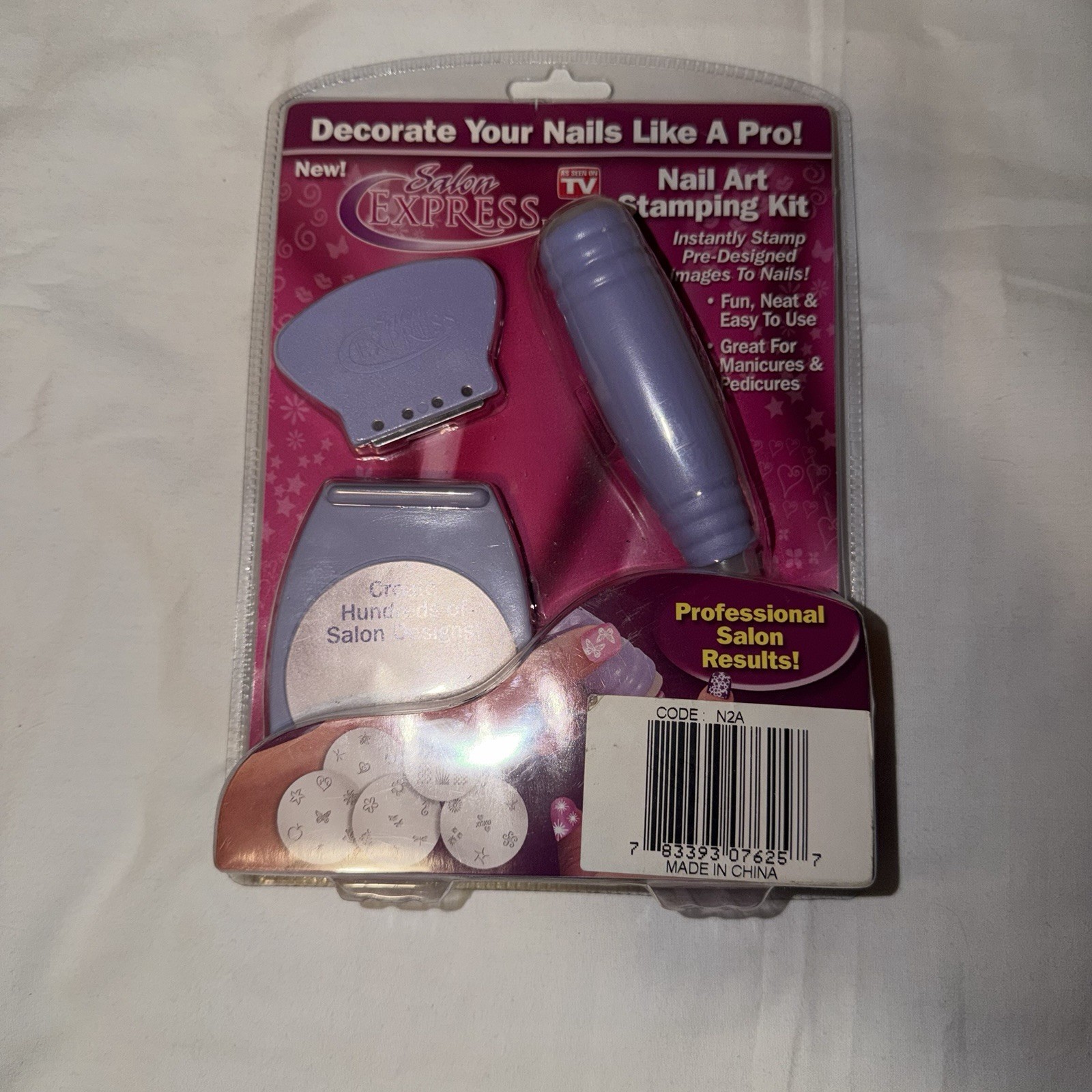 Salon Express Nail Art Stamping Kit Purple French Bling Easy Cleaning Ergonomic