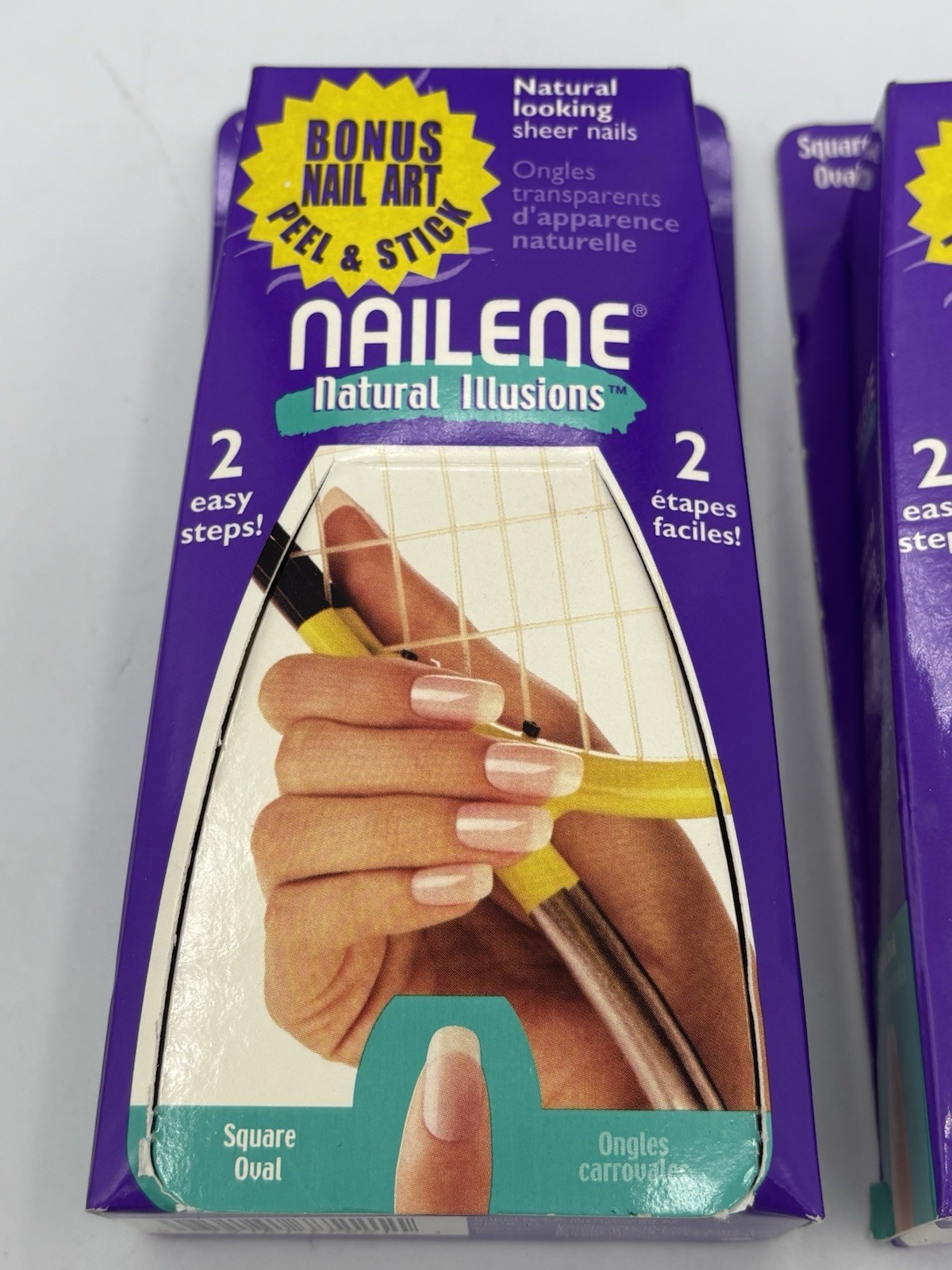 2 Packs New Nailene Square Oval Nail Kits Peel & Stick Natural Sheer Look